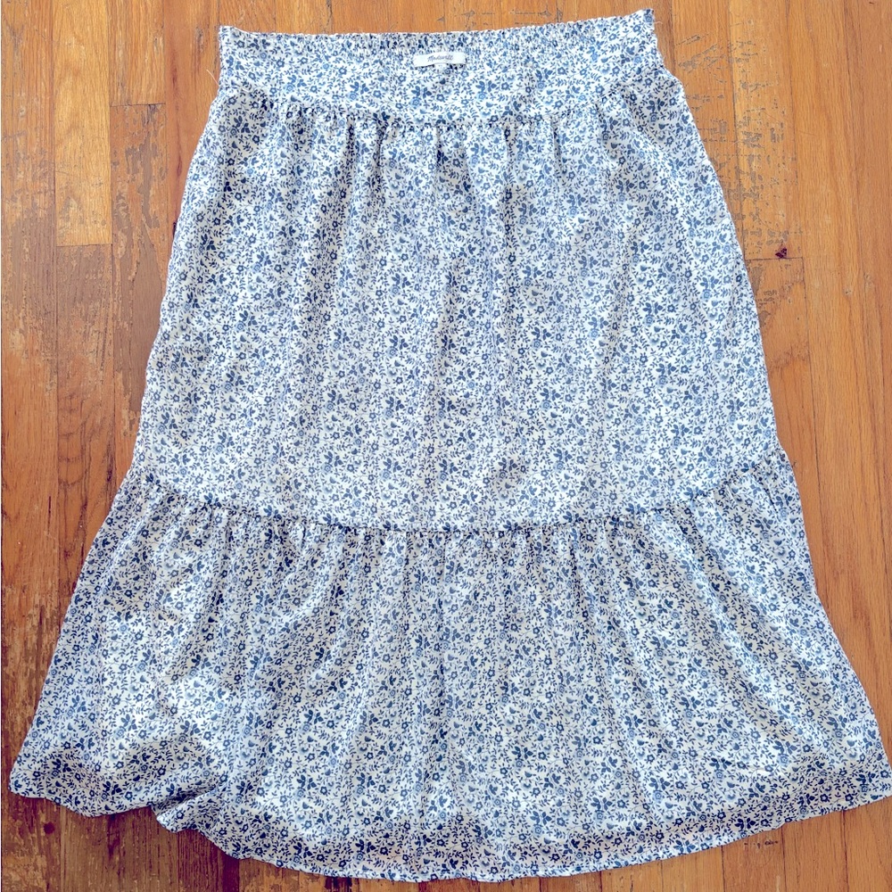 Madewell XL Tiered Peasant Midi Lined Skirt